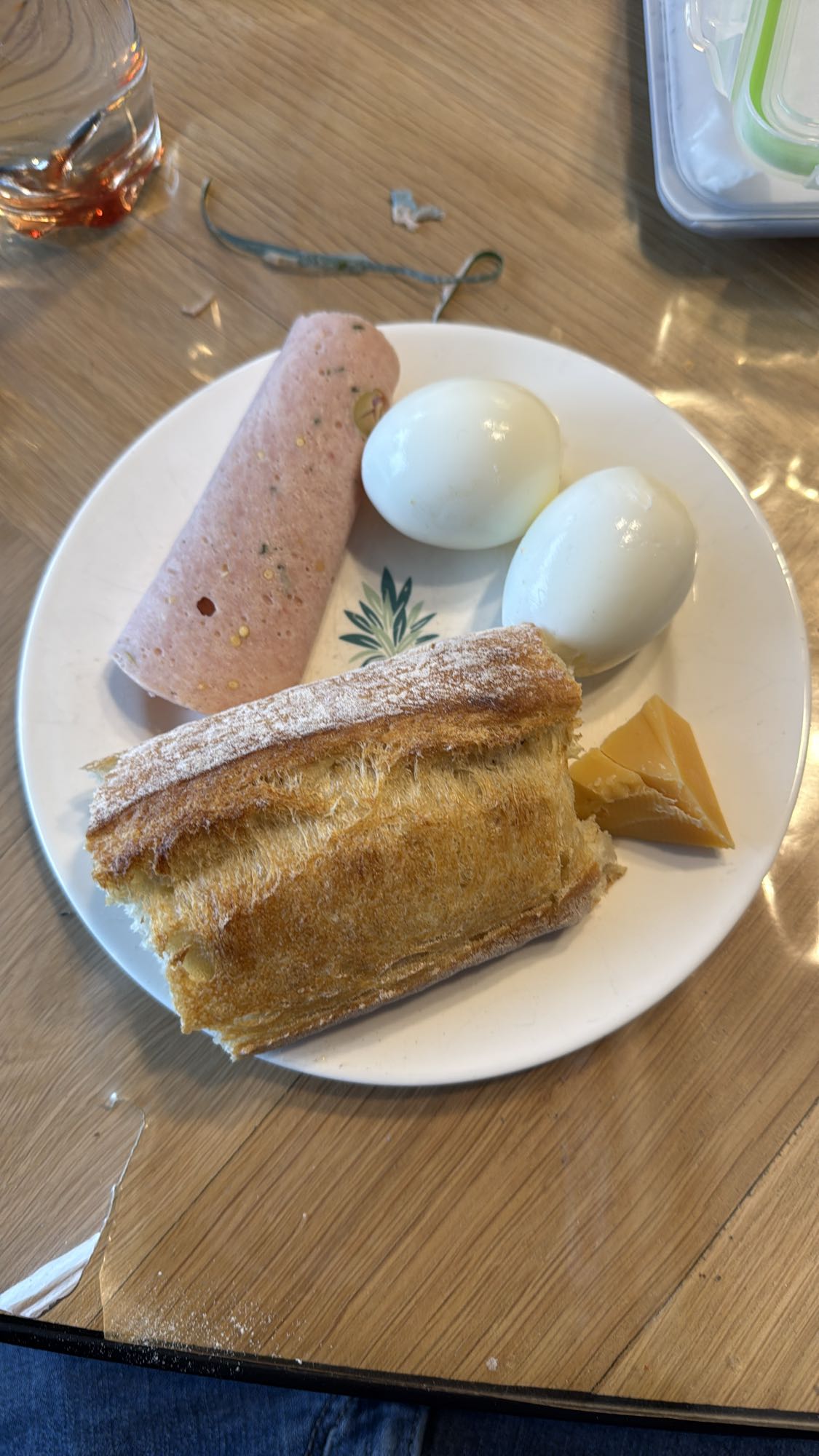 Eggs Bread and Chicken Salami