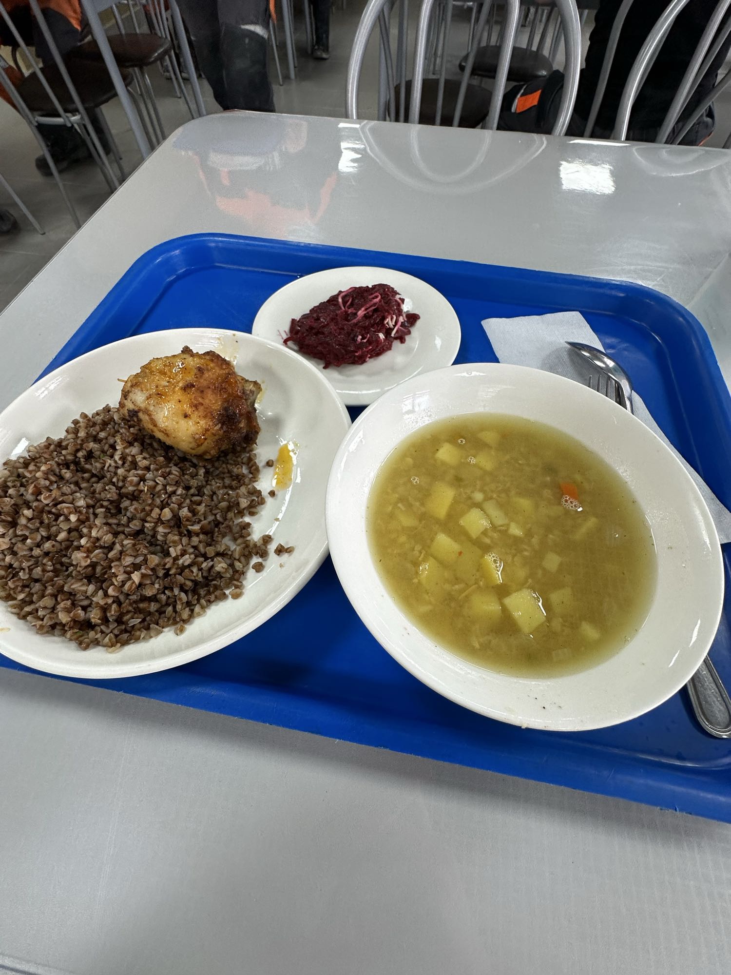 Гречка с курицей и супом