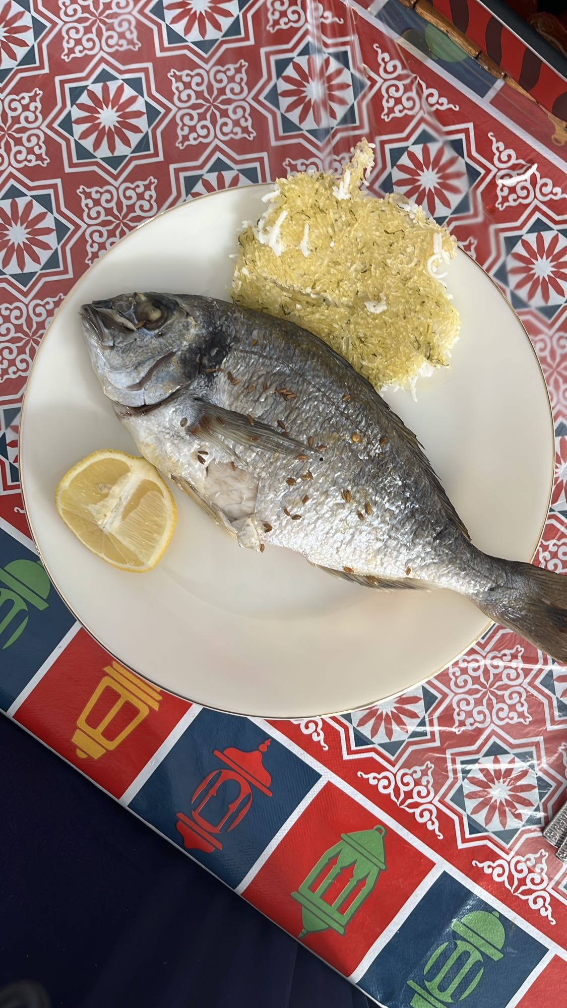 Grilled Fish with Kunafa