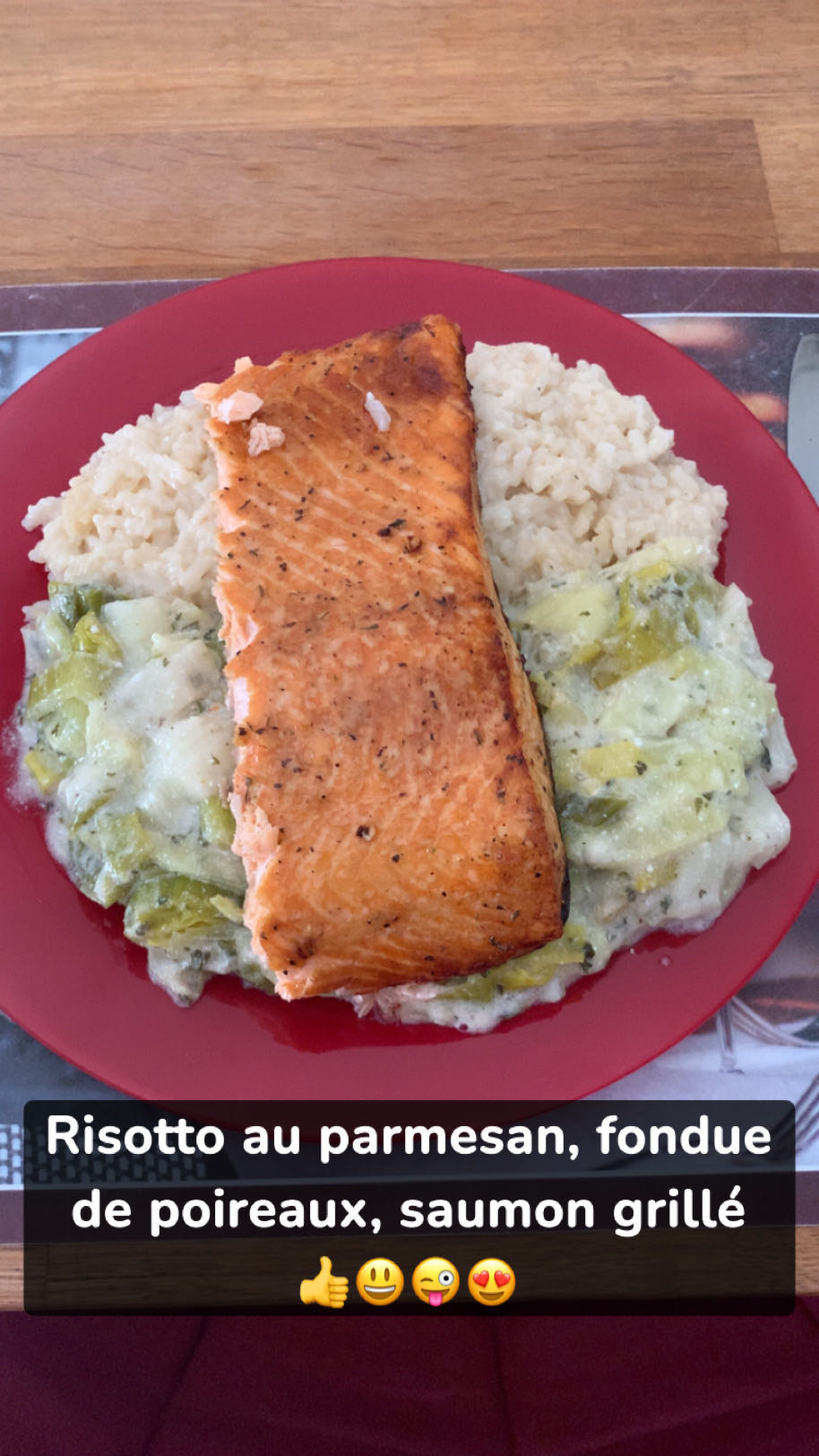 Saumon risotto poireaux