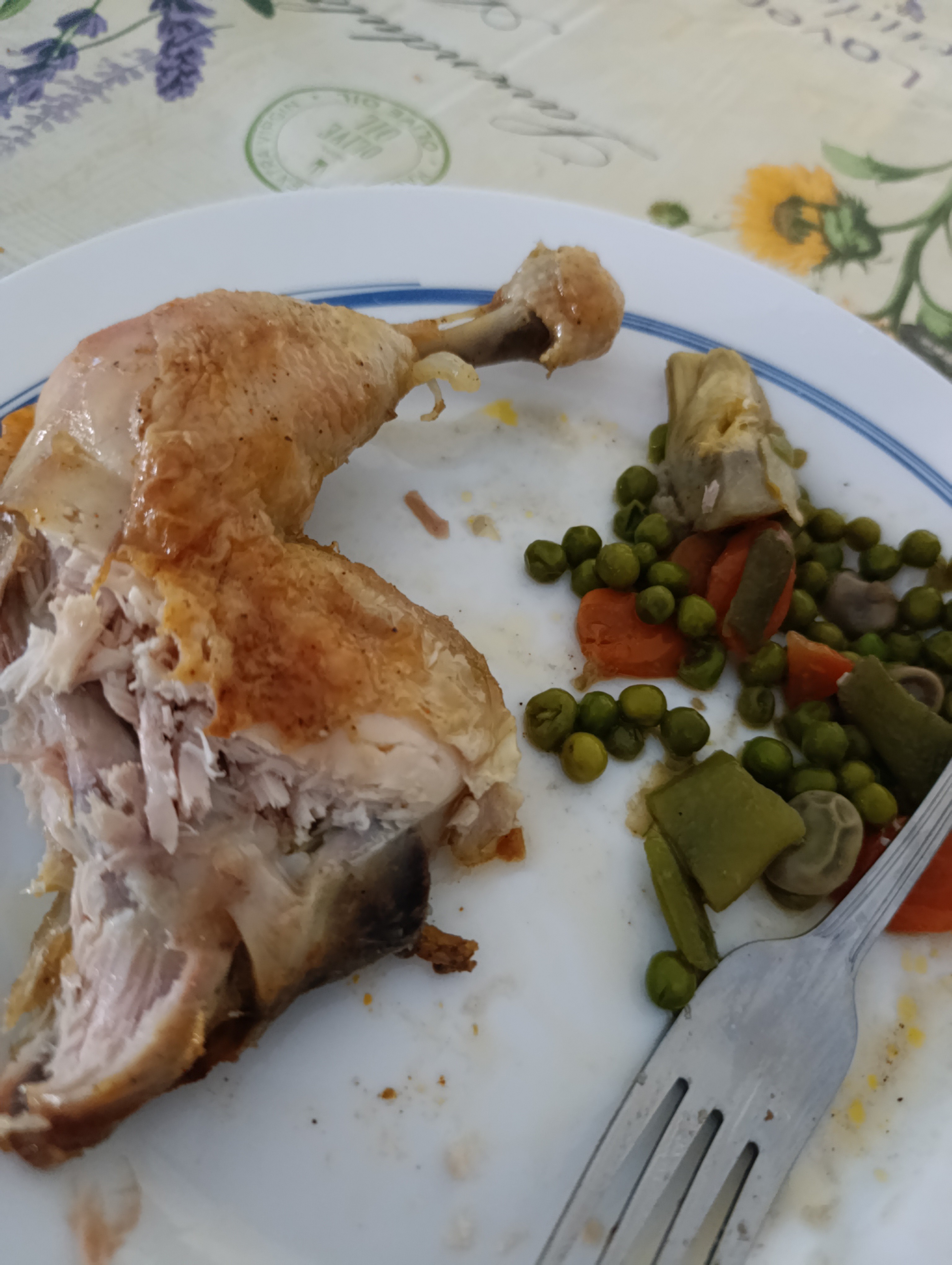 pollo asado con verduras