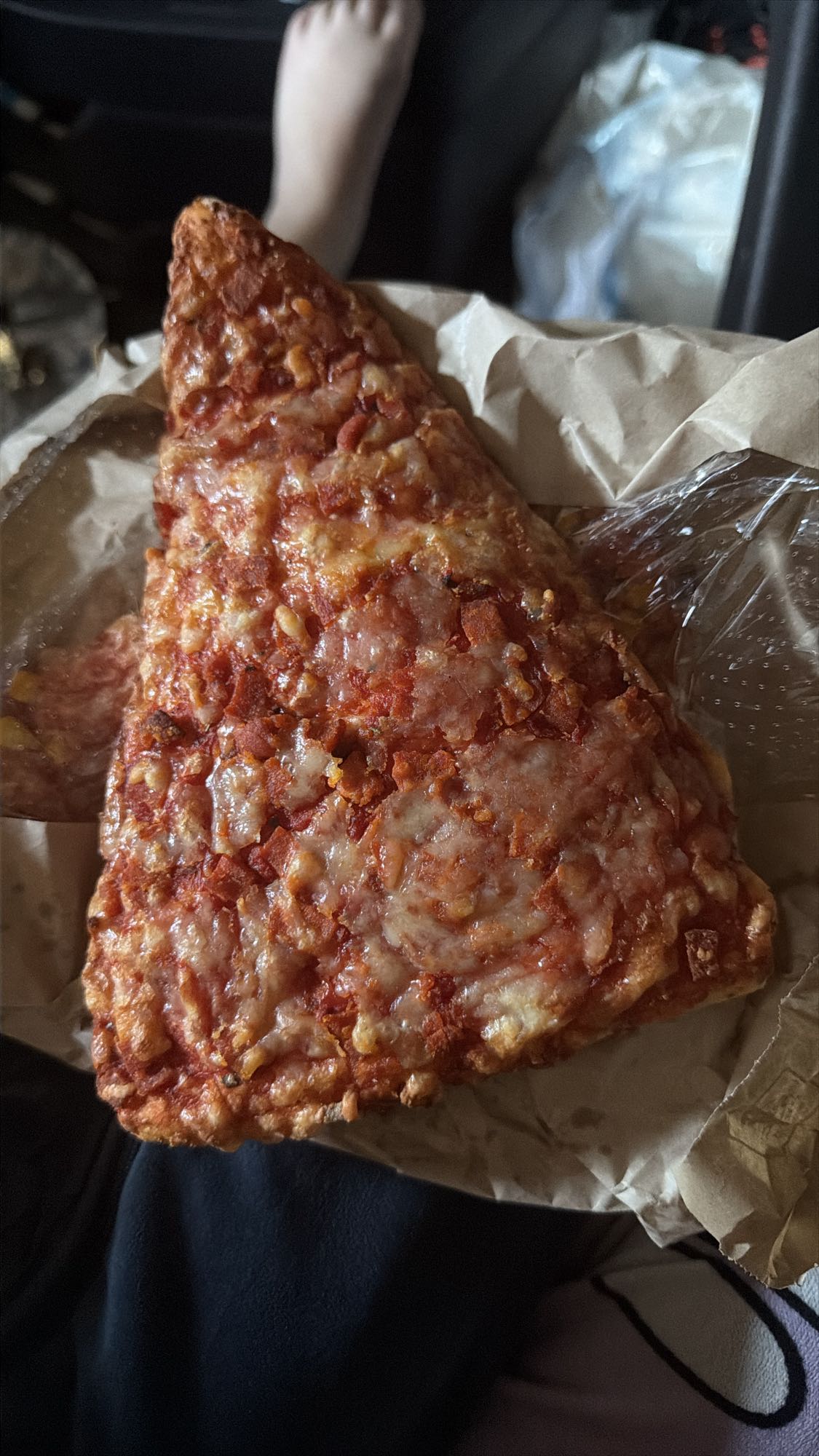 Două felii pizza cu salam