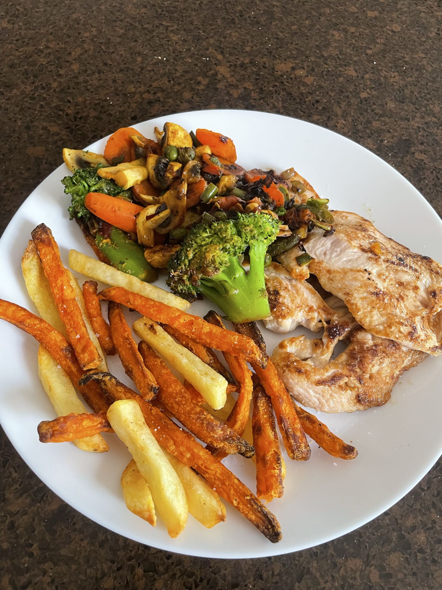 pollo con verduras y papas