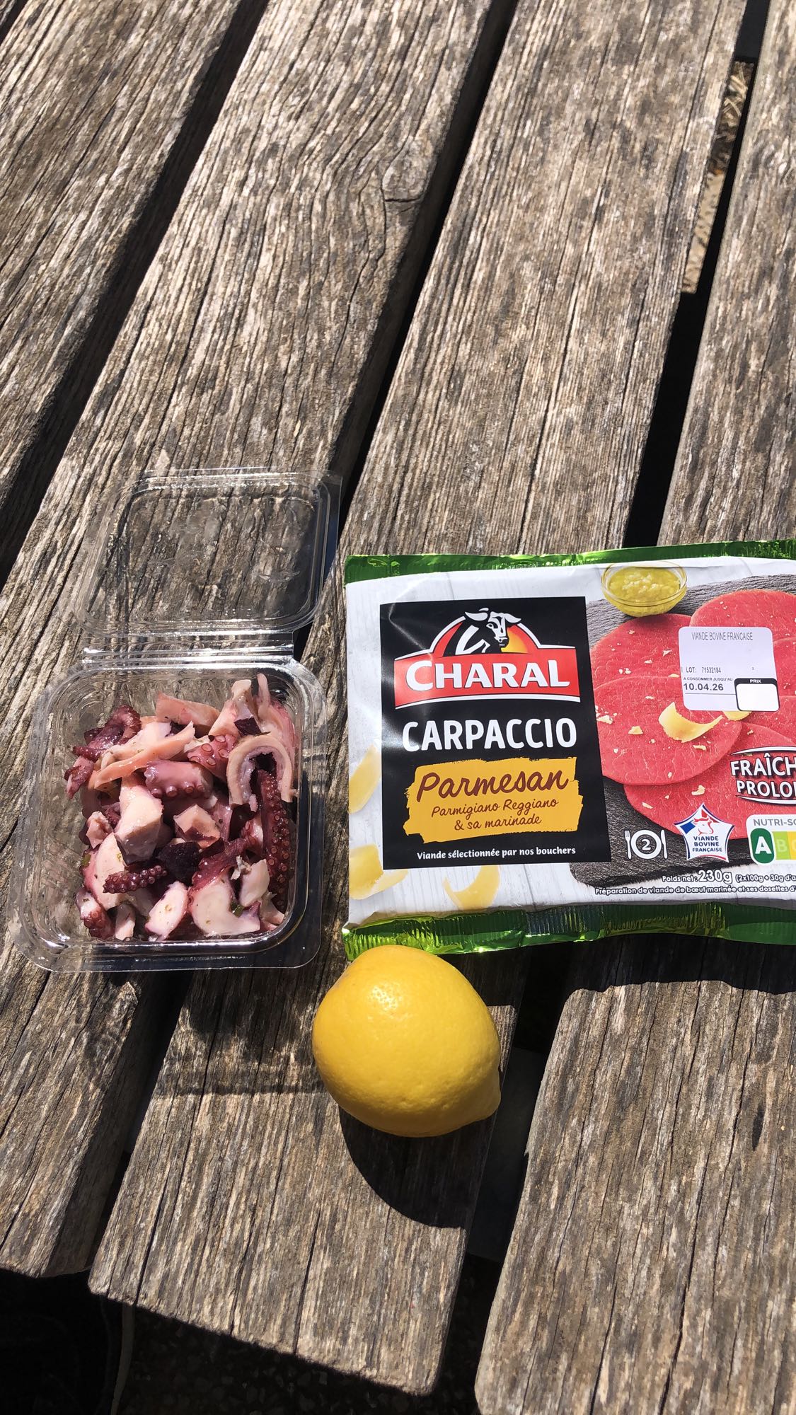 Carpaccio et poulpe