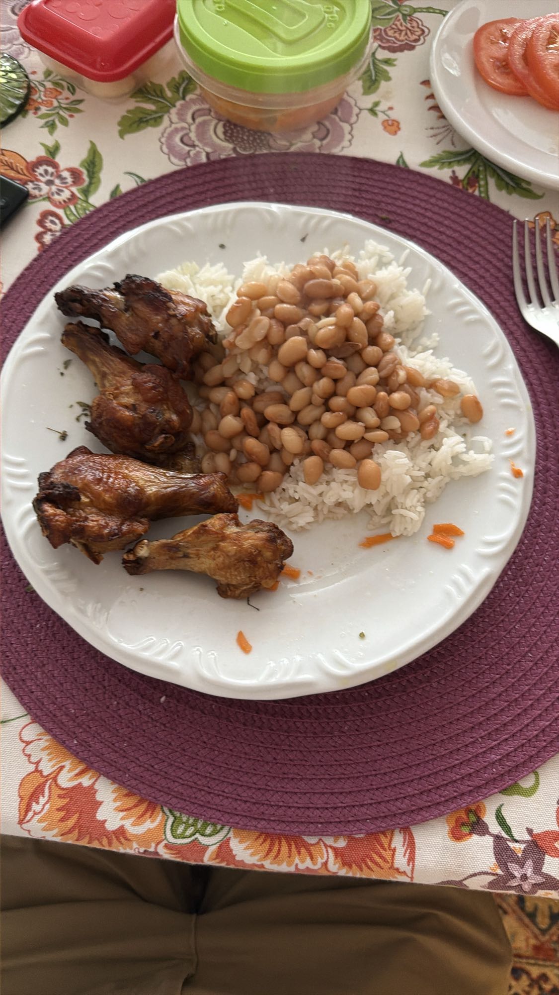 Arroz, feijão e frango