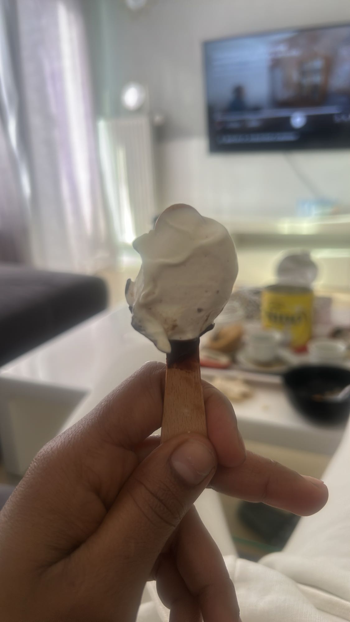 Vanilleeis am Holzlöffel