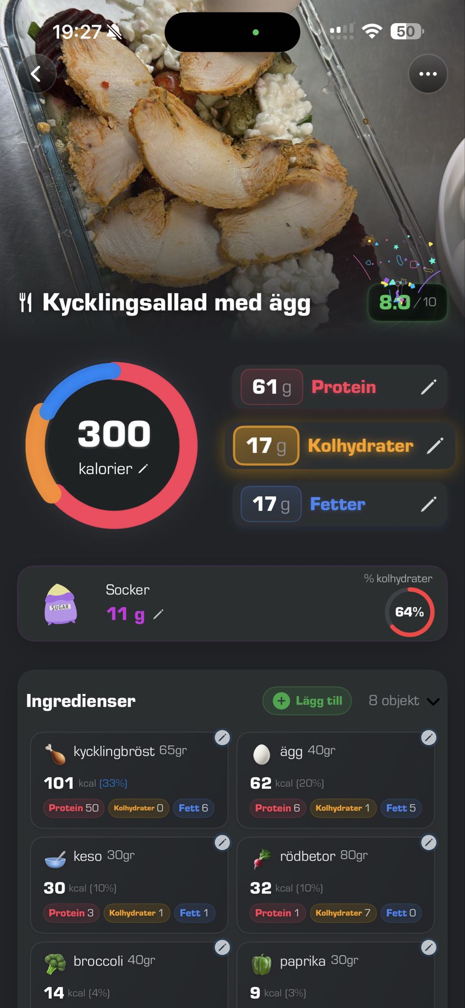 Kycklingsallad med ägg