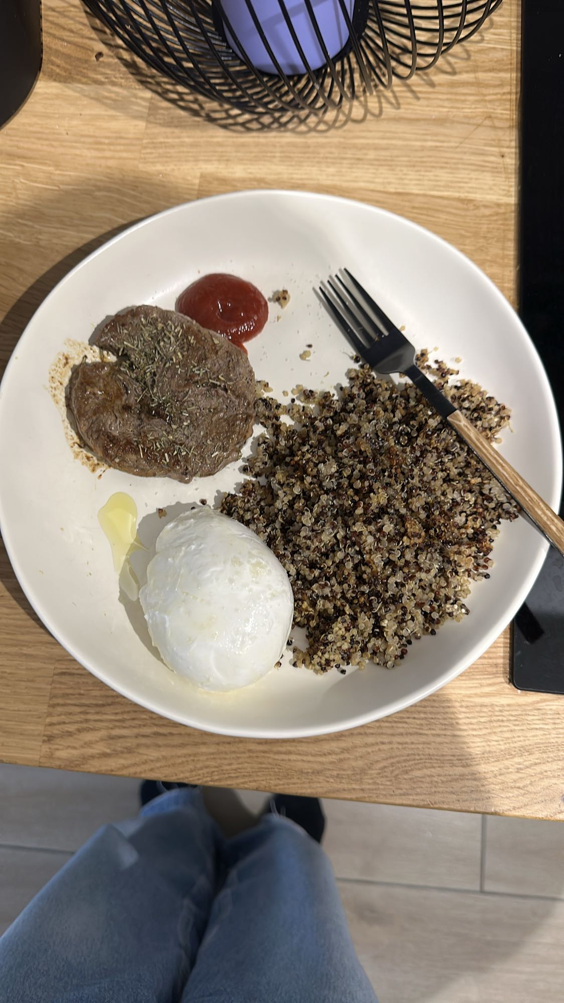 Steak quinoa et oeuf