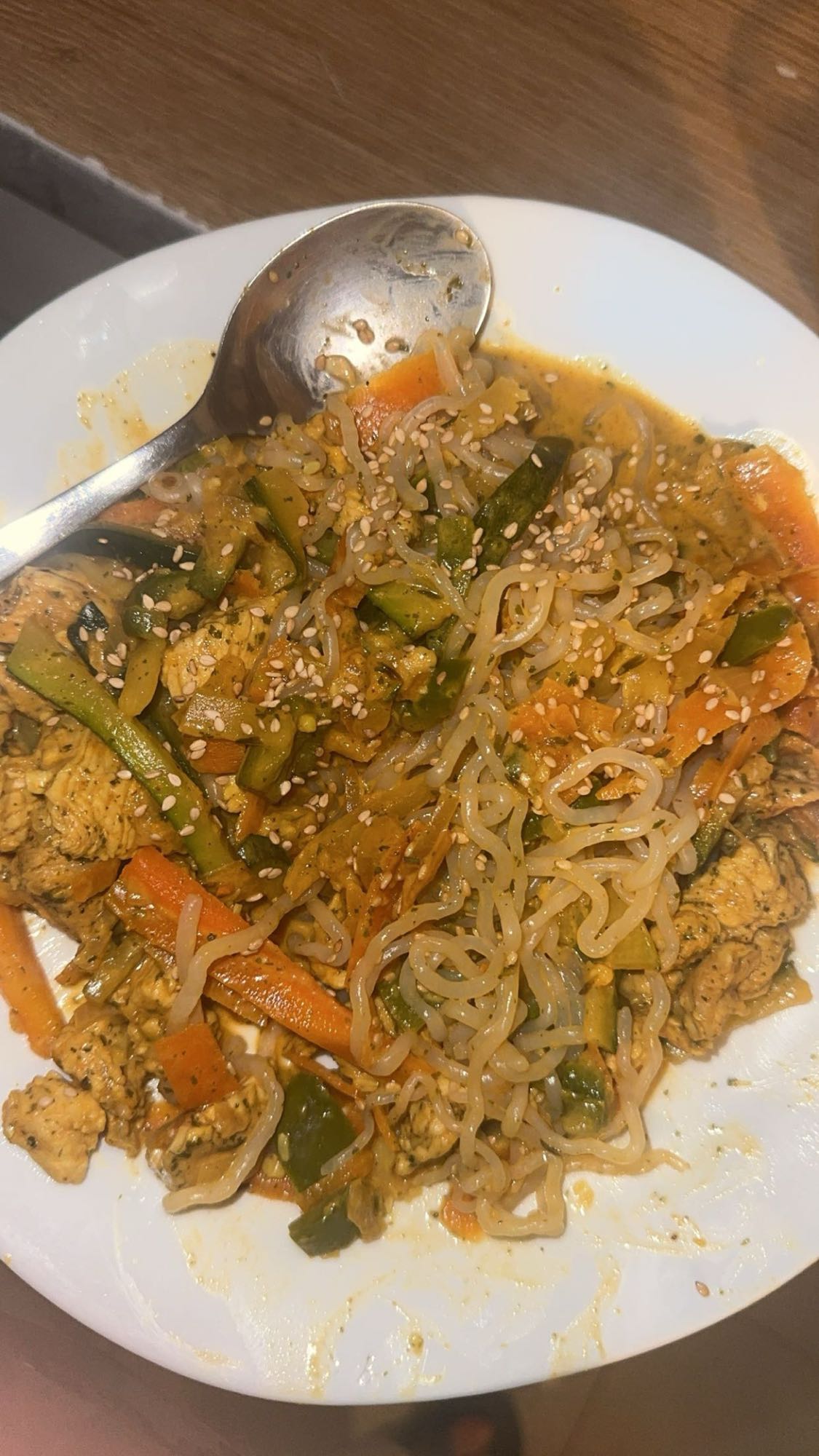 Poulet légumes nouilles