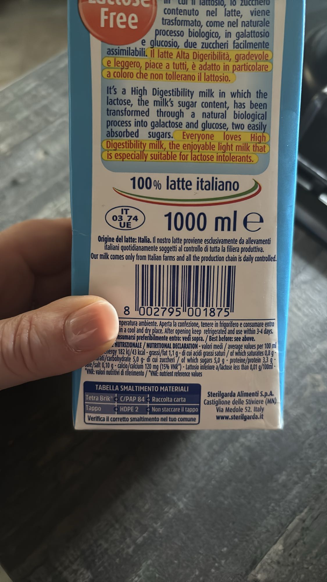 Latte senza lattosio