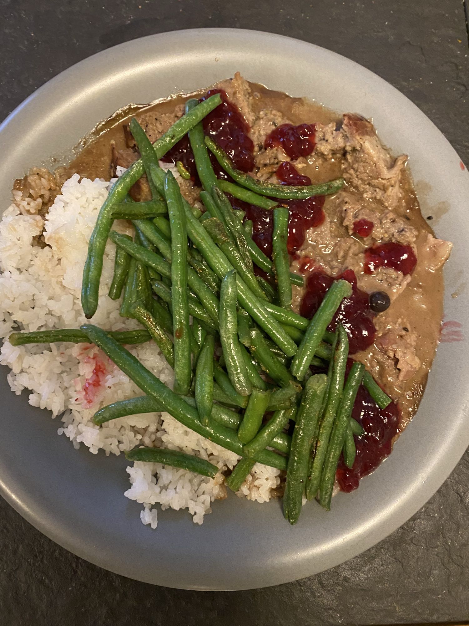 Ris med fläsk och bönor