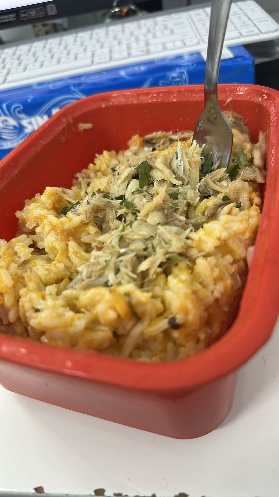 Riz aux œufs et poisson