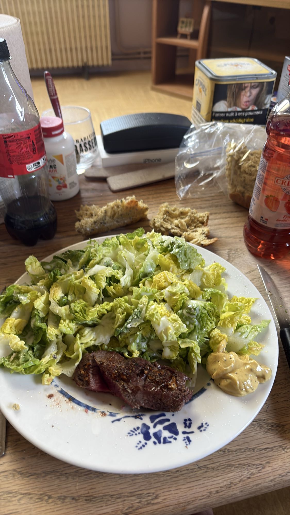 Steak salade moutarde
