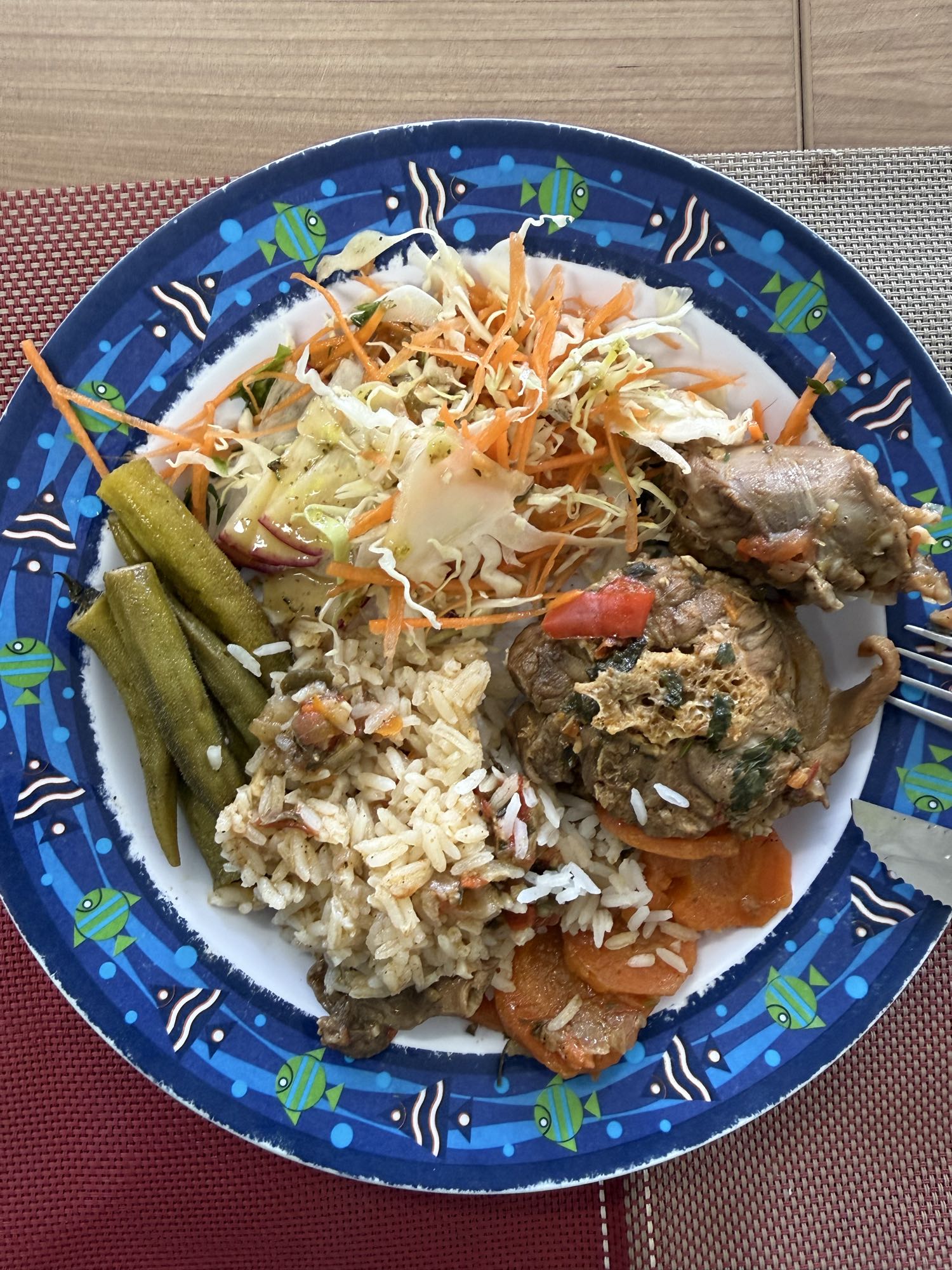 Arroz com frango e salada