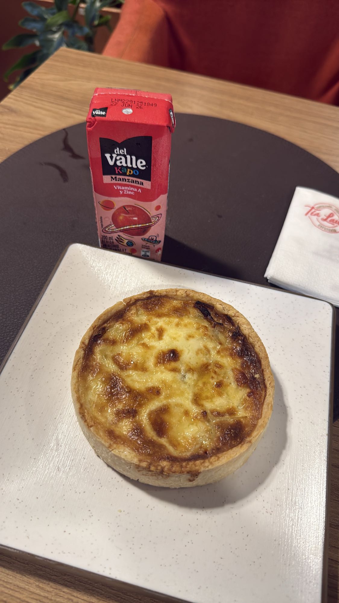 Cheese Tart and Apple Juice
