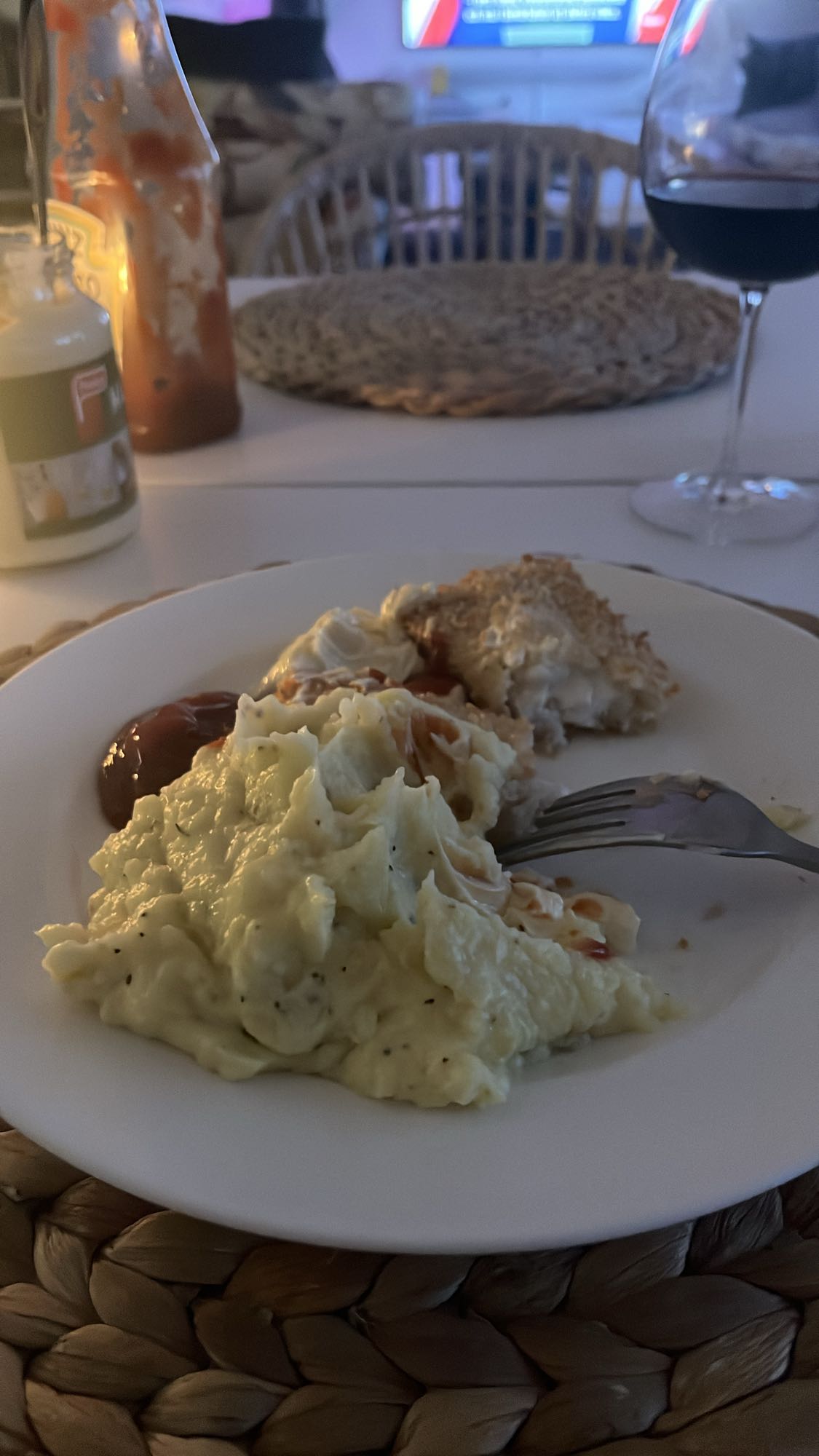 Panerad fisk med mos