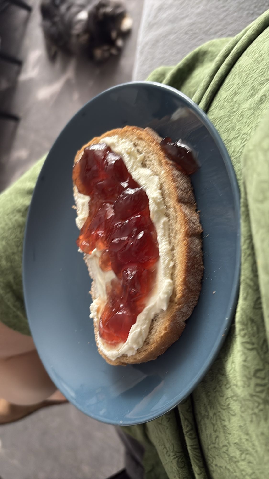 Toast with cream and jam