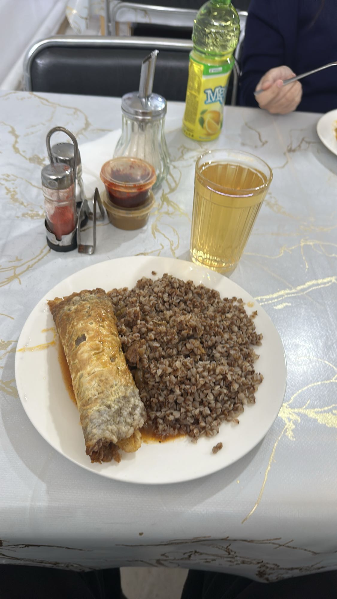 гречка с мясным рулетом