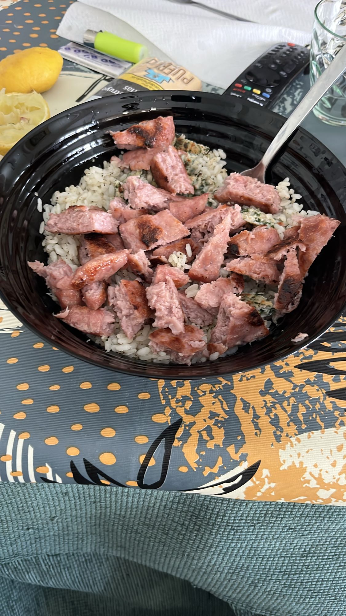arroz con salchicha