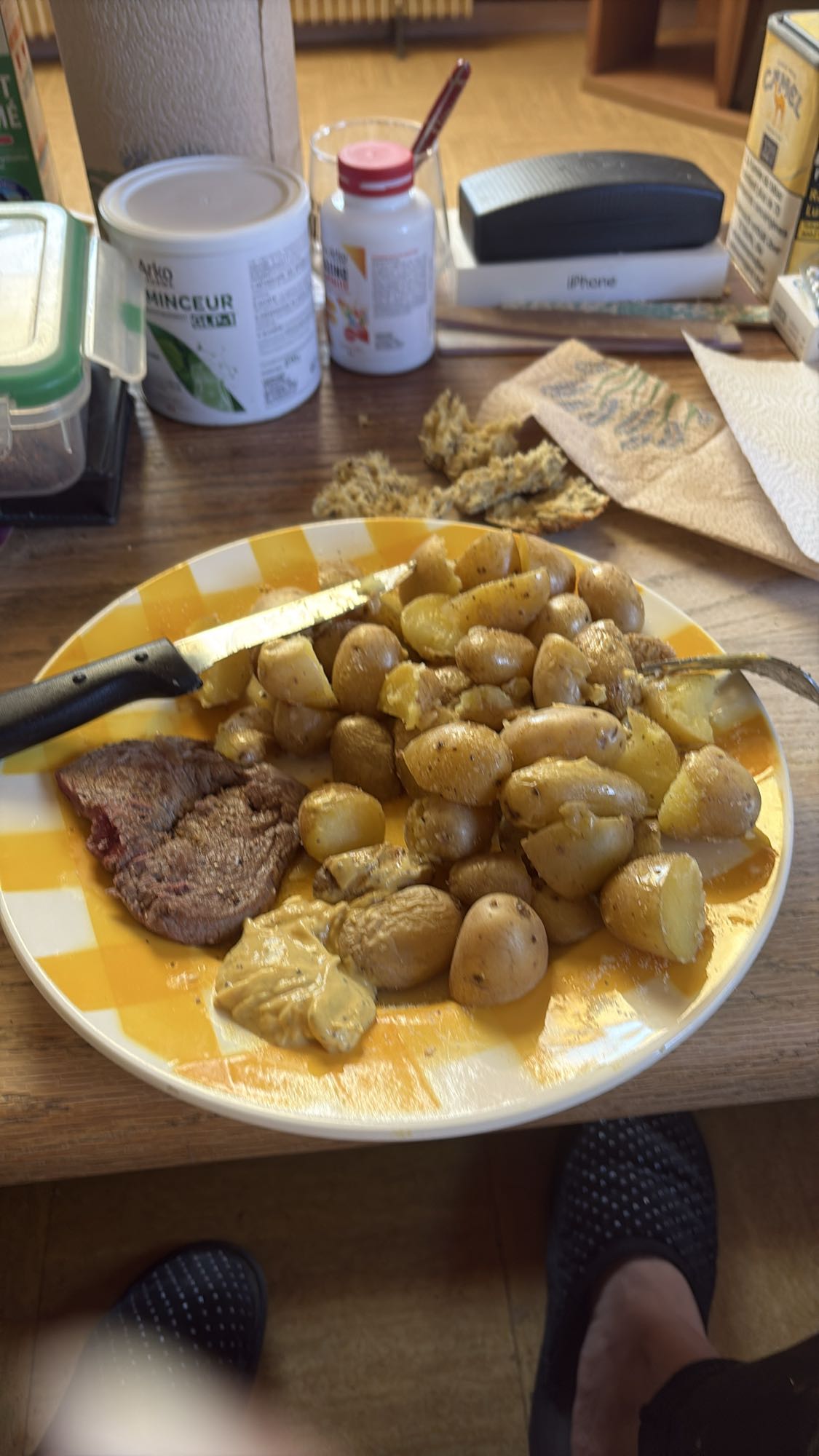 Steak pommes moutarde