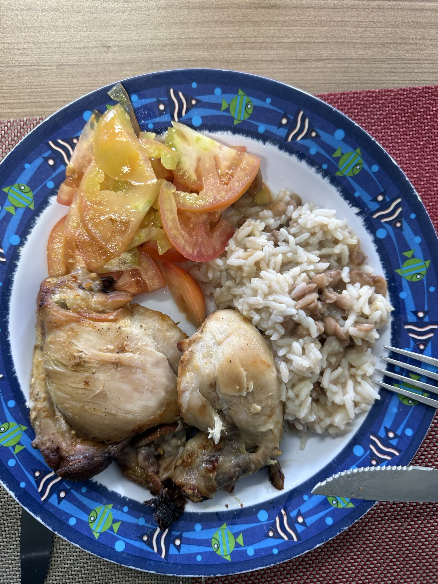 frango com arroz e salada