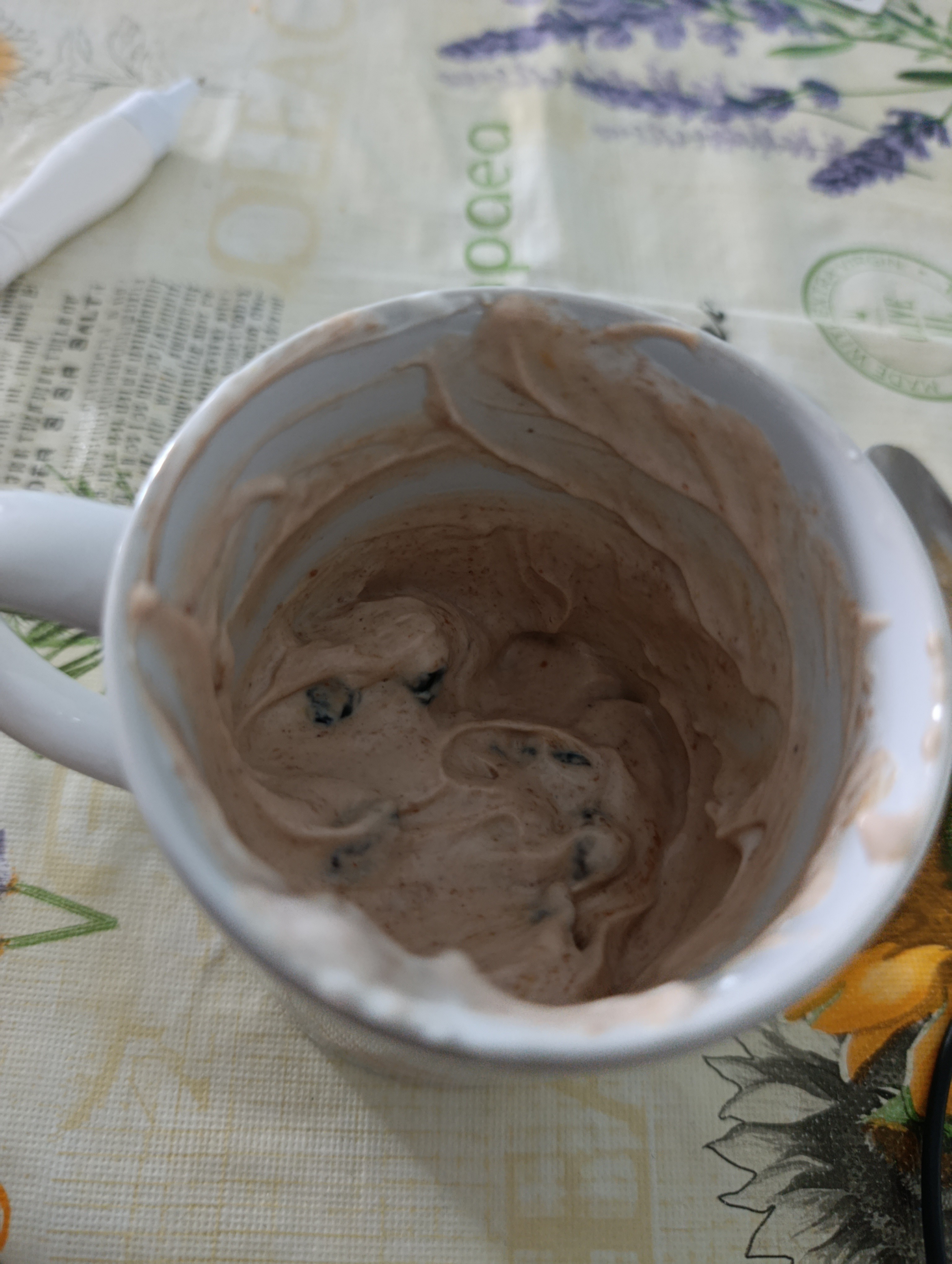 Yogur con cacao y arándanos