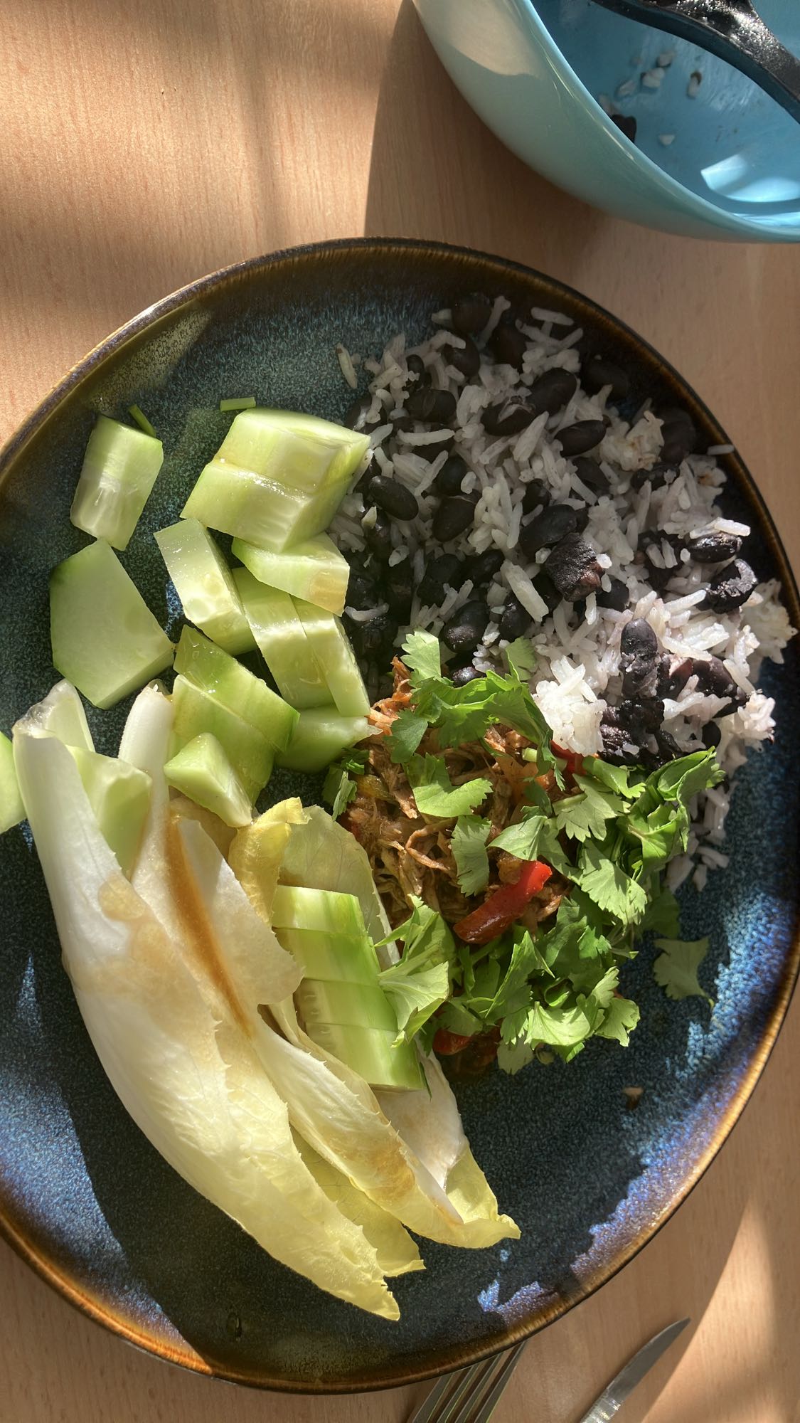Arroz com feijão e frango