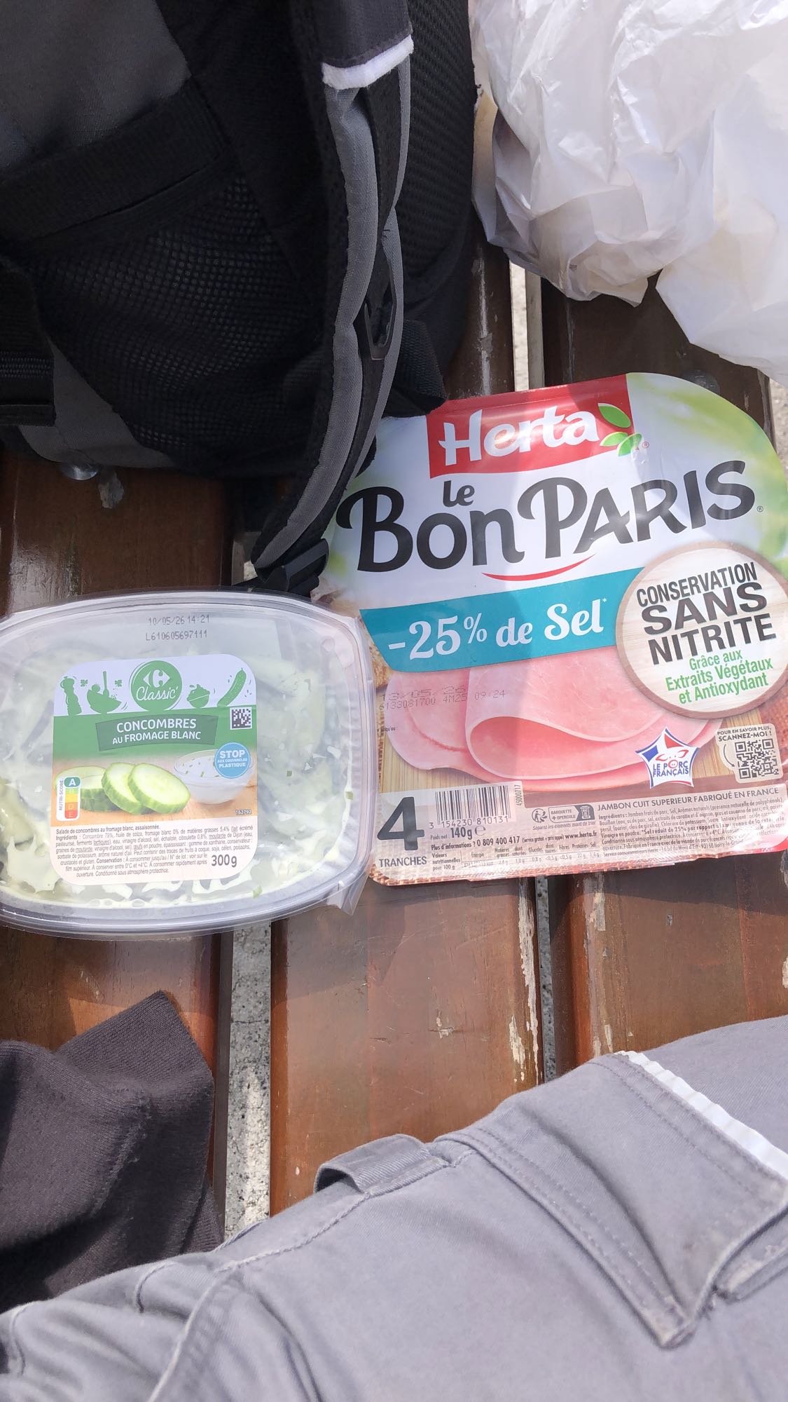 Salade concombre jambon