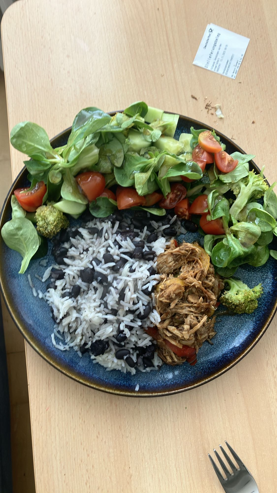 Arroz, feijão e frango