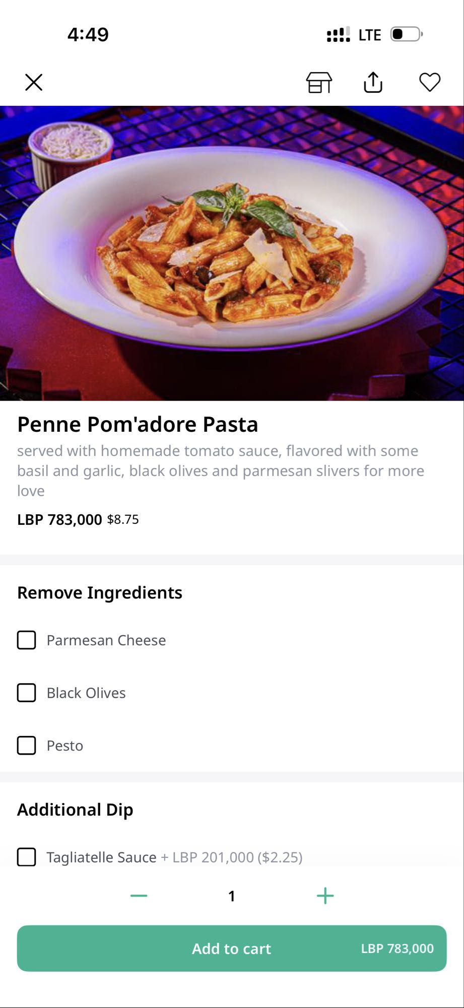 Penne Pom'adore Pasta