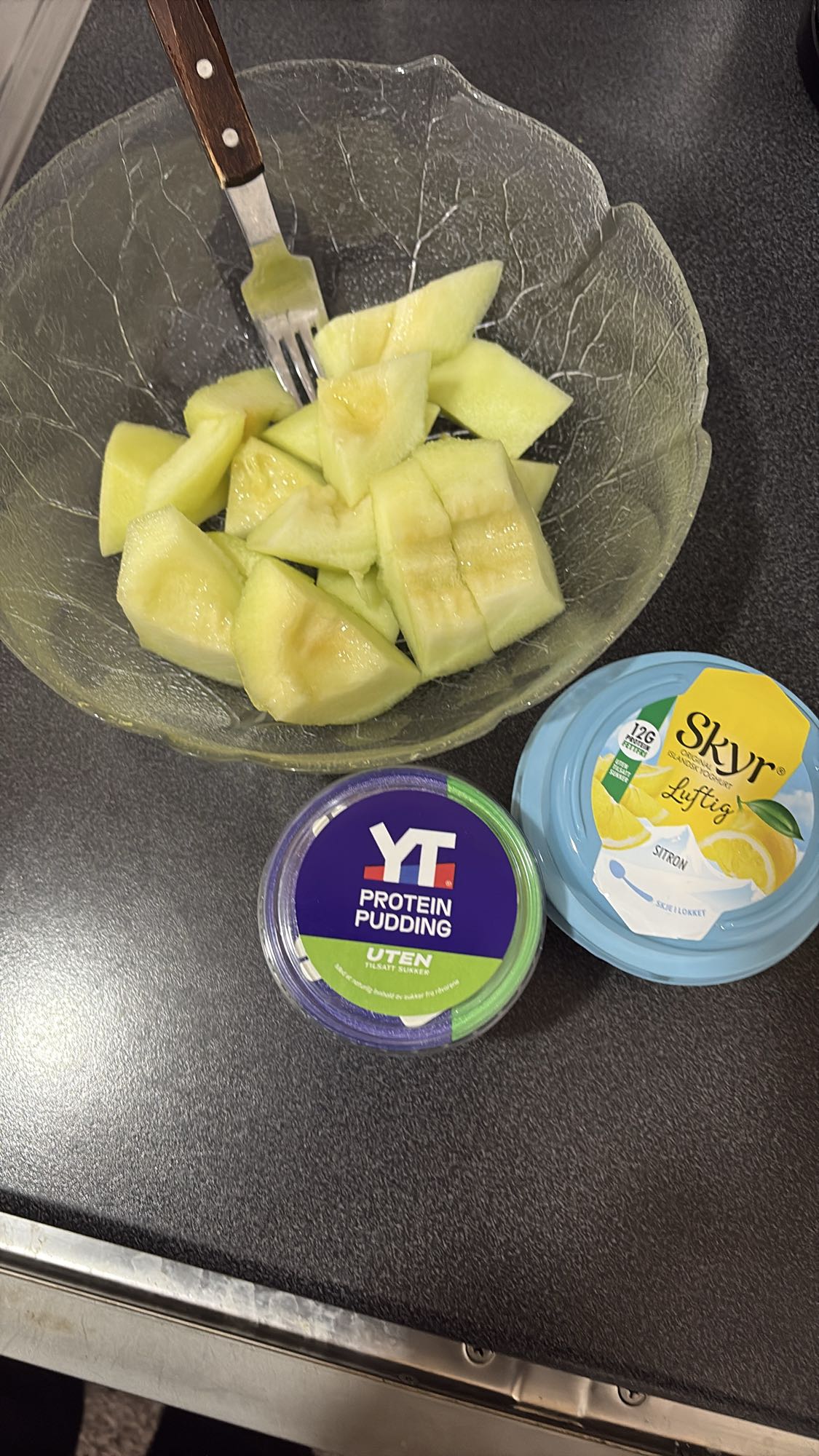 Melon med proteinpudding