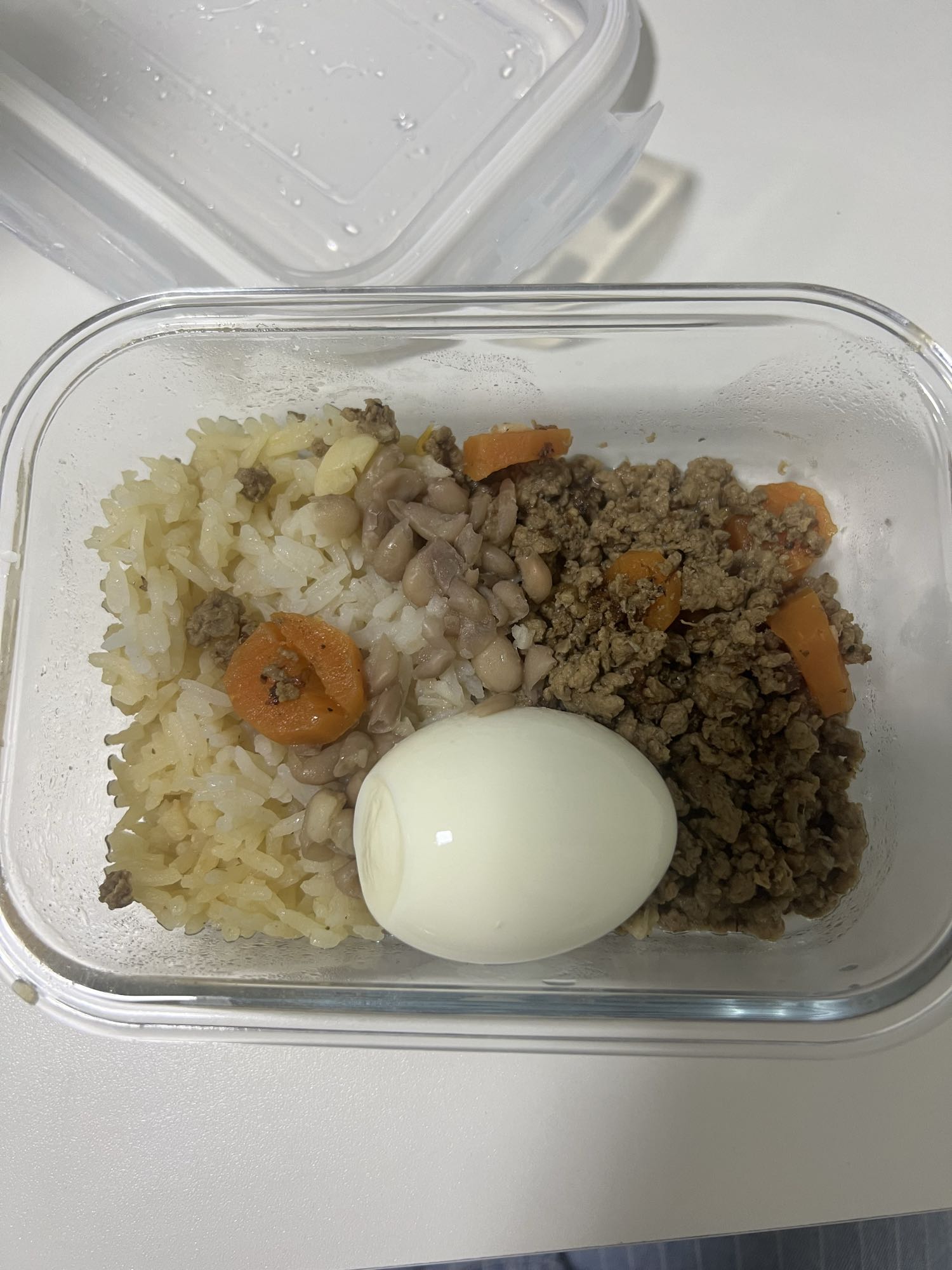 Arroz com carne e ovo