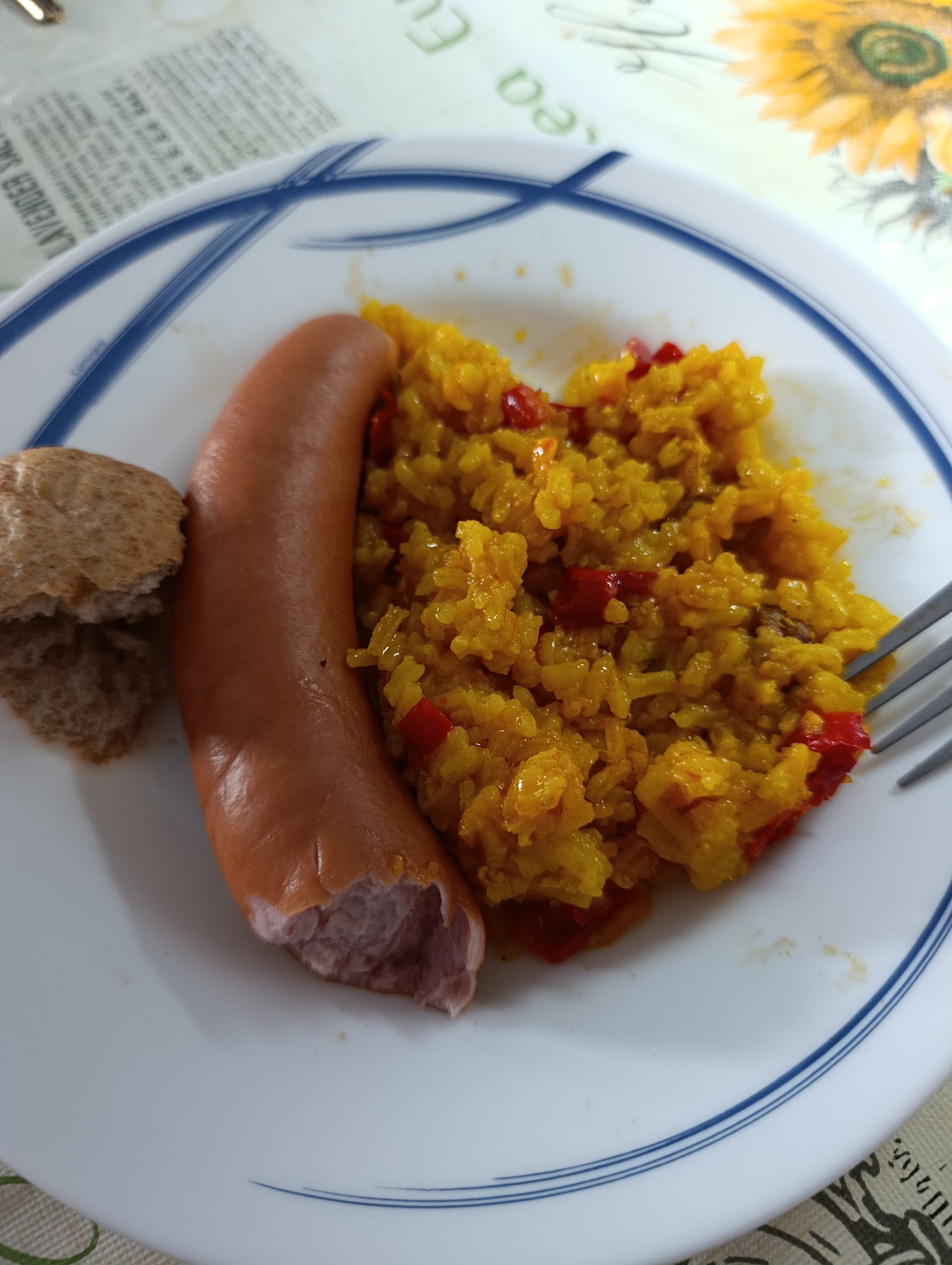 arroz con salchicha