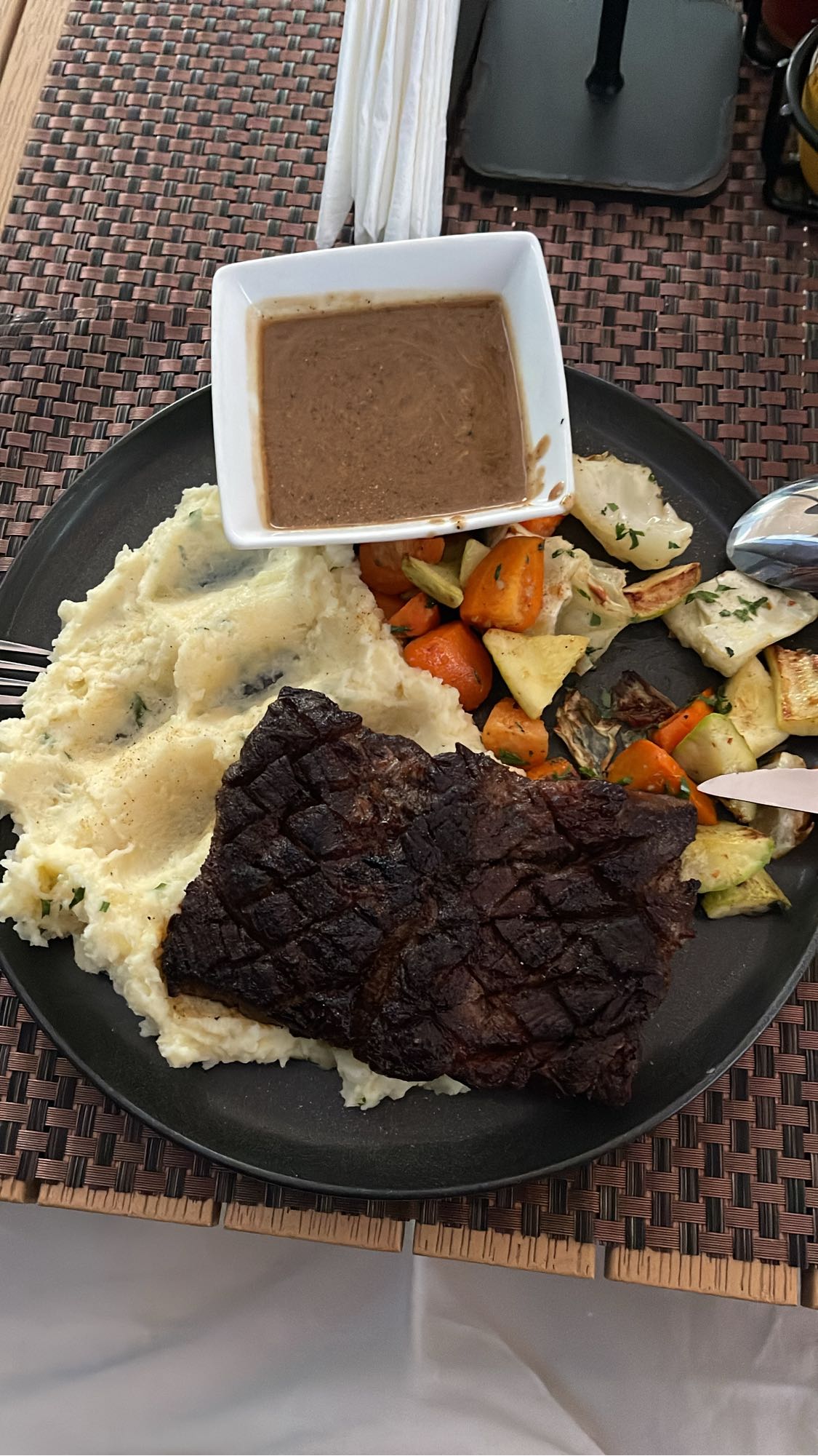 Steak Mash and Veg