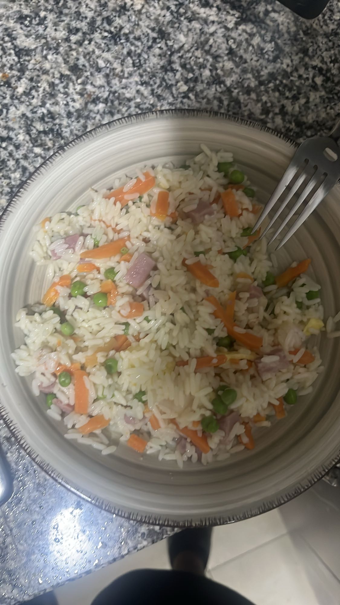 Arroz con verduras y jamón