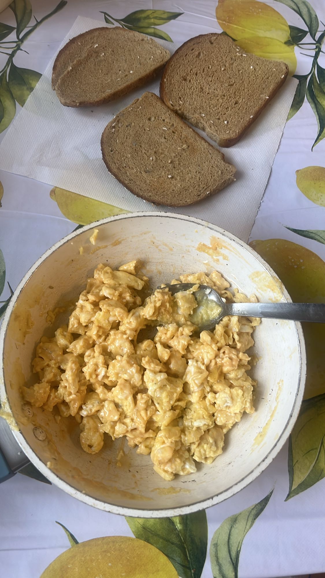 Scrambled Eggs and Bread