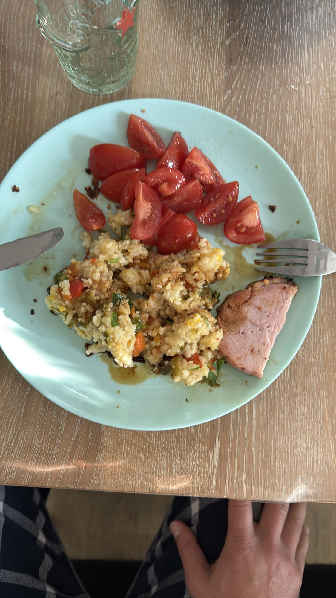 Rice Eggs Ham Tomato