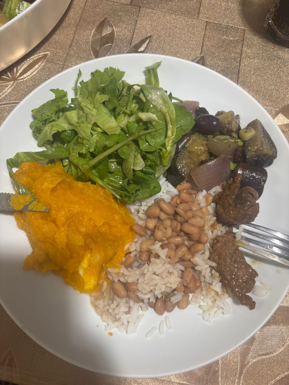 Prato com arroz e carne