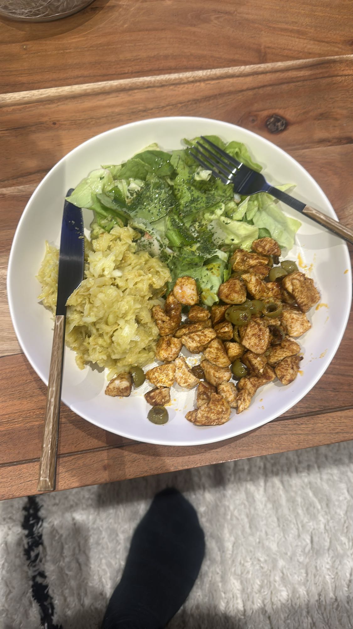 Poulet salade et courgettes