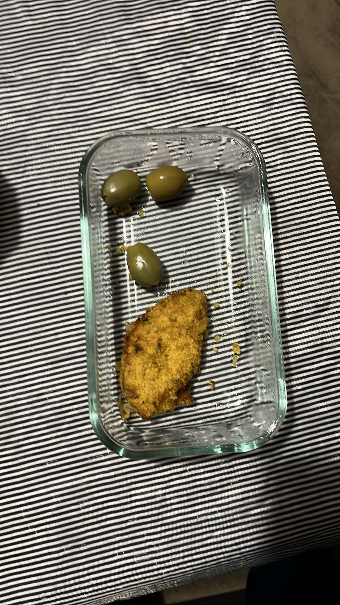 Панирано пиле с маслини