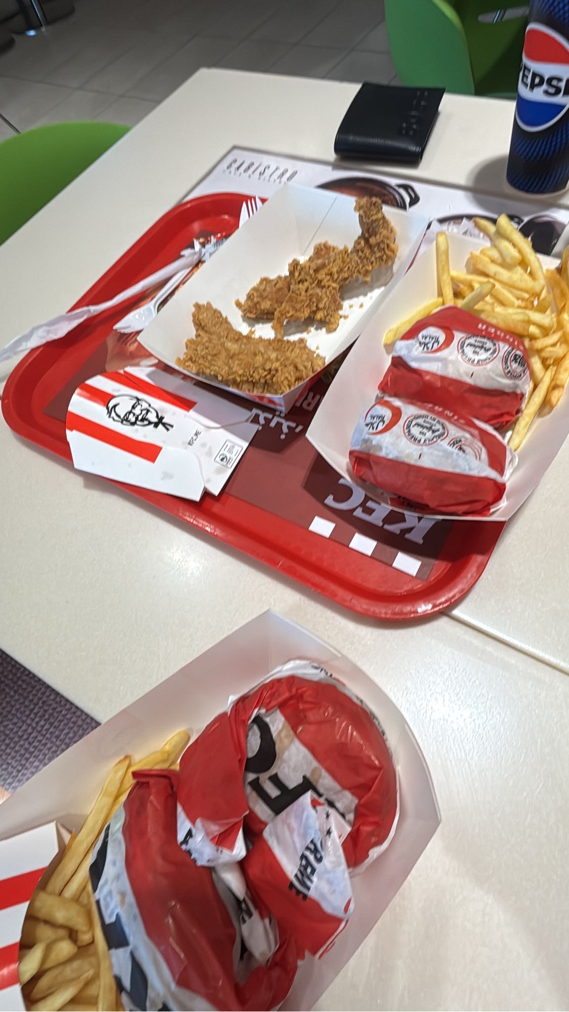 Fried chicken burger meal