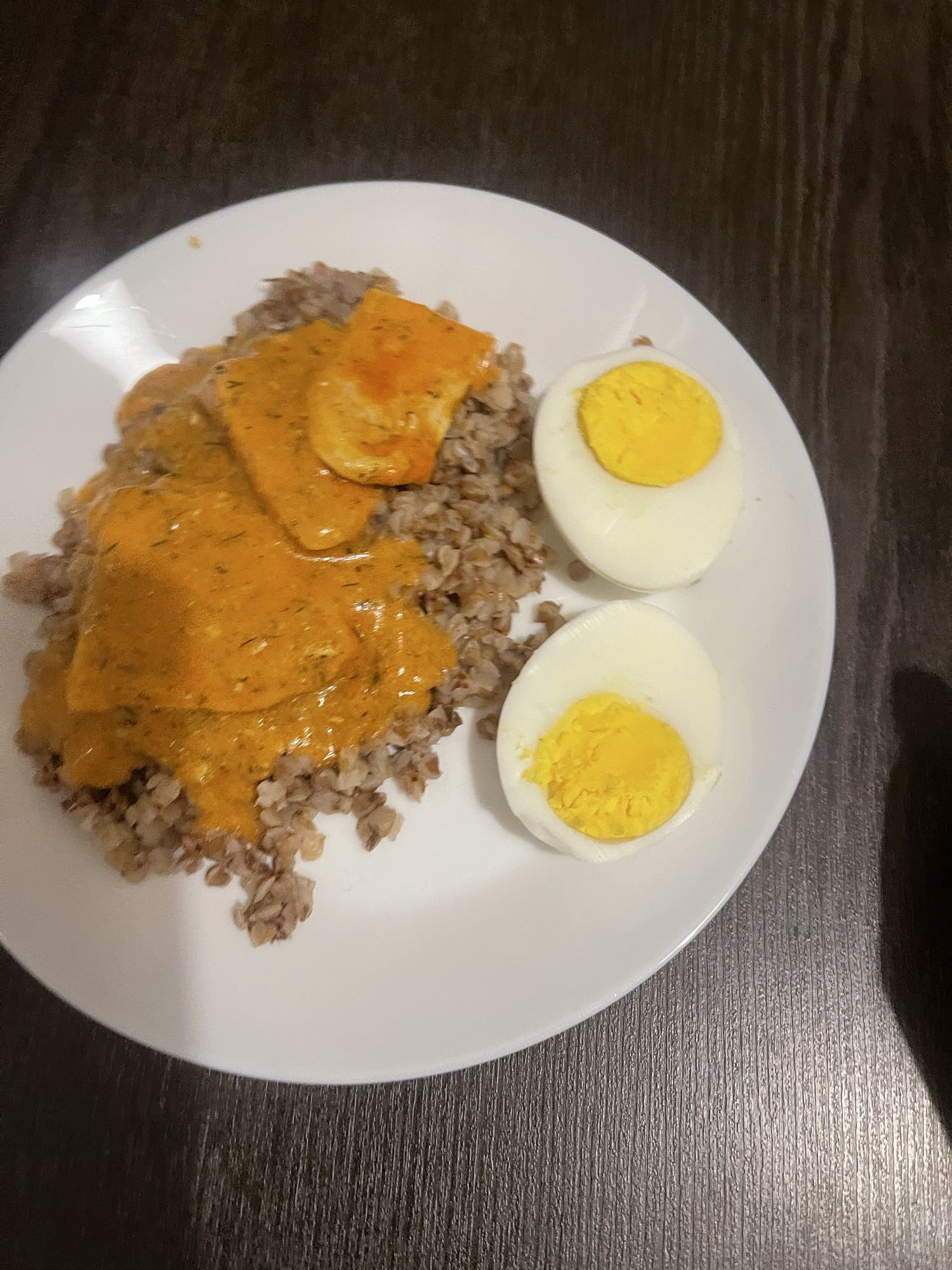 Гречка с курицей и яйцом