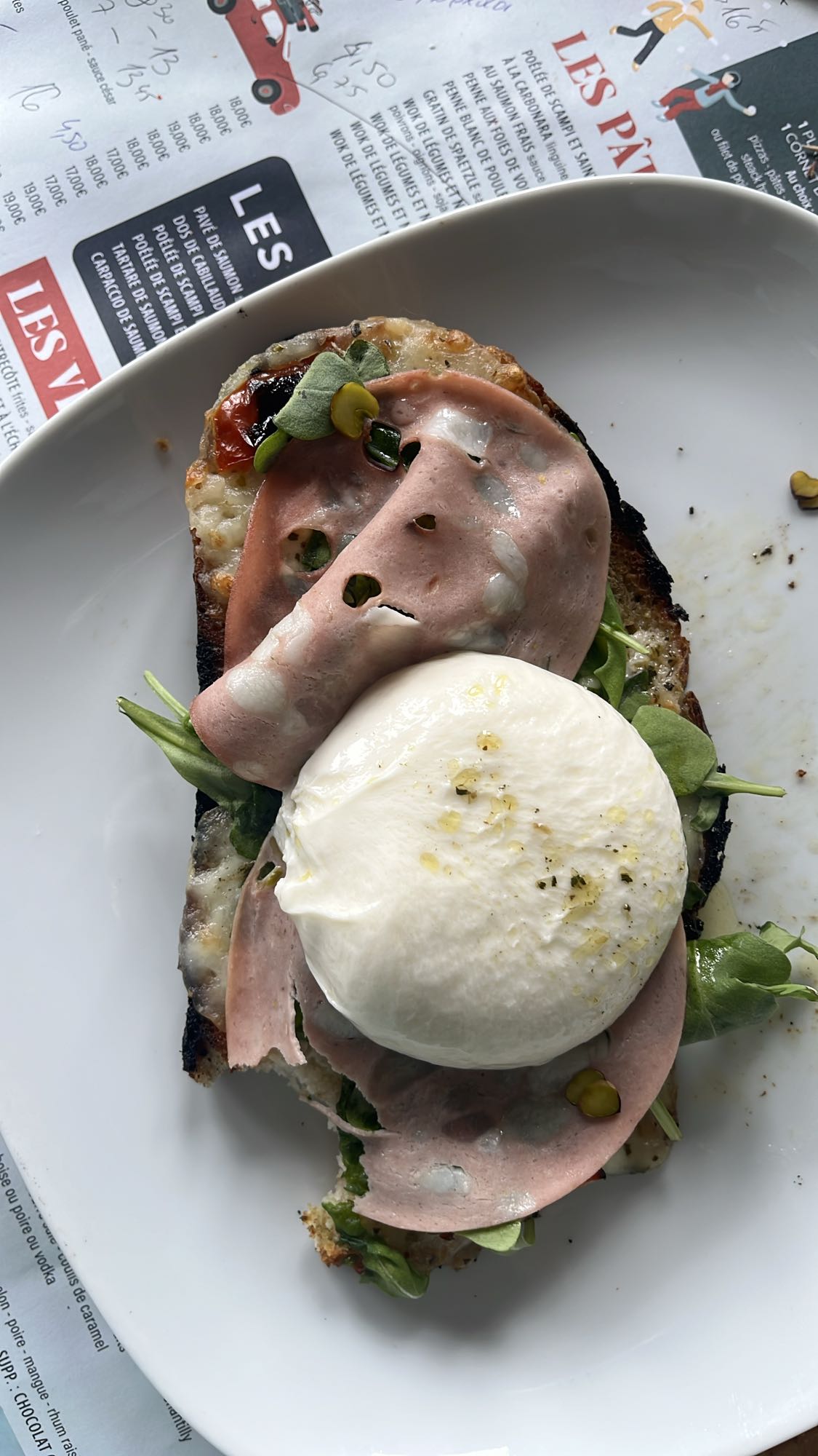 Tartine burrata mortadelle