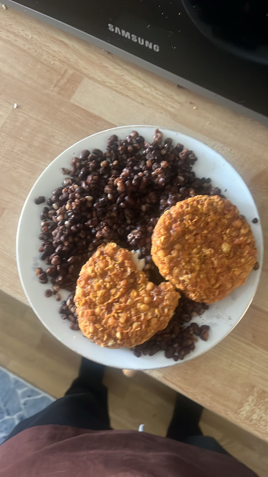 Black beans and patties