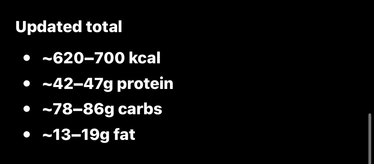 Updated total meal