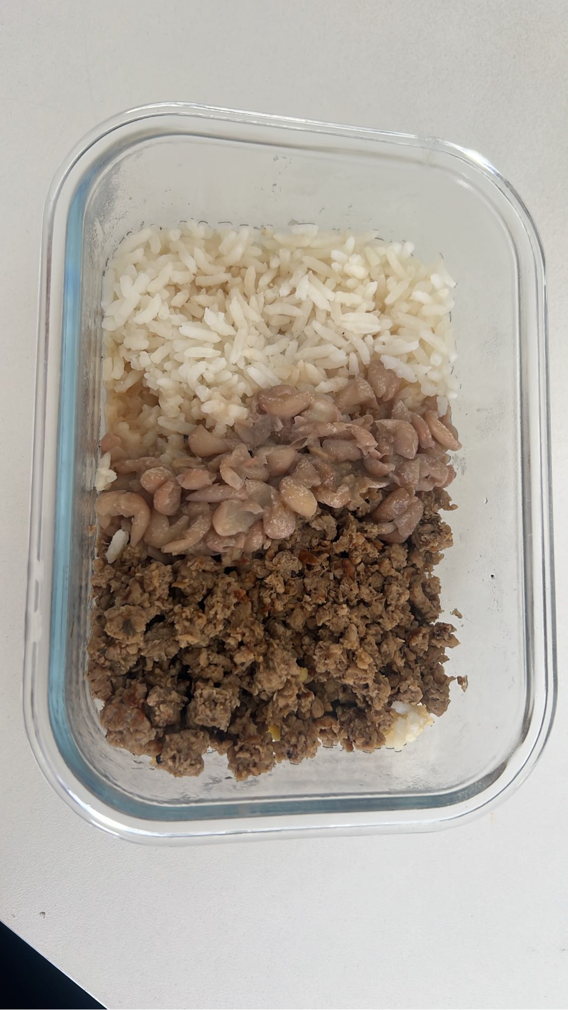 Arroz com feijão e carne
