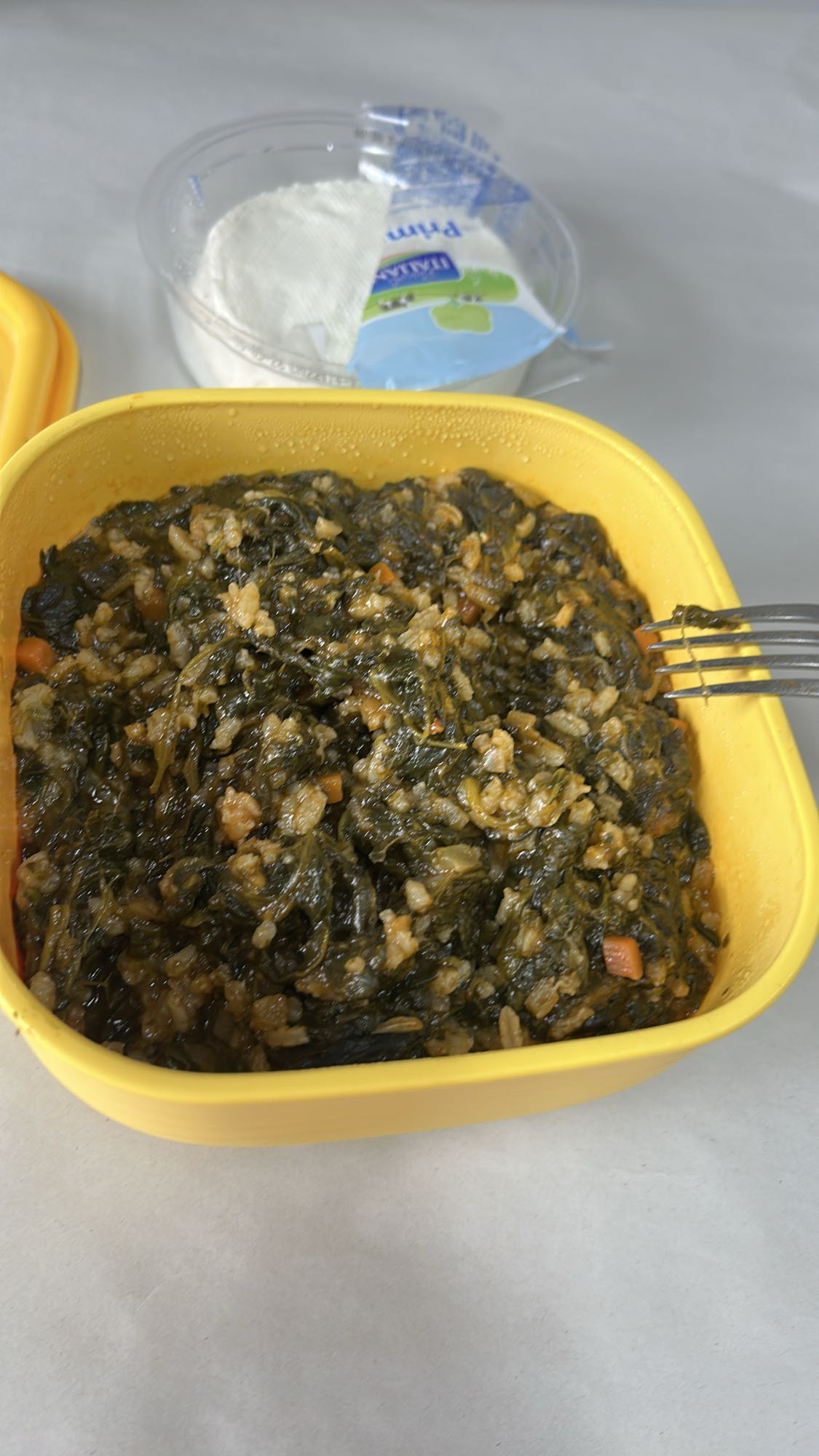 Spinaci con riso e yogurt