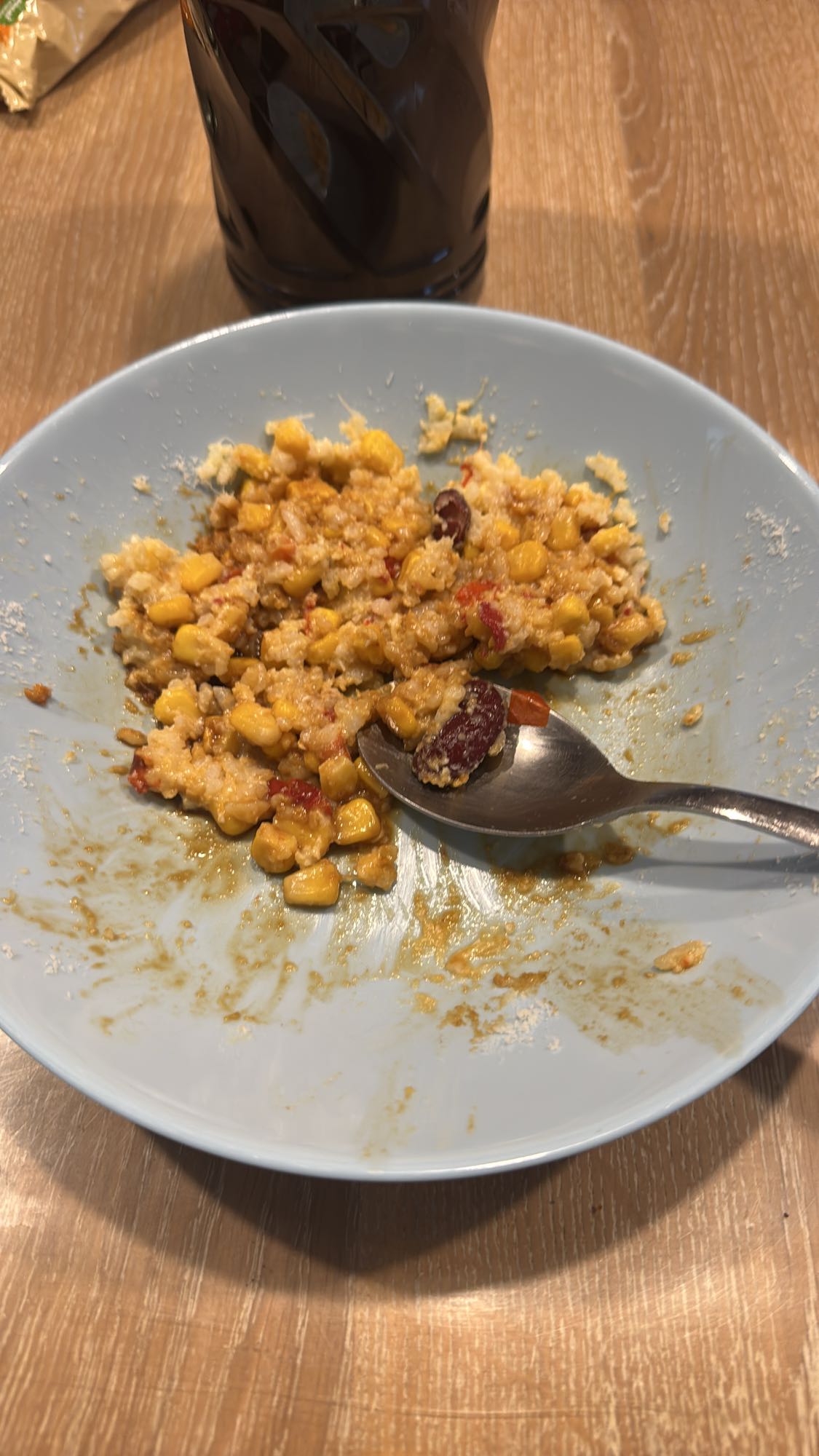 Rice Corn Bean Mix with Parmesan and Soy Sauce