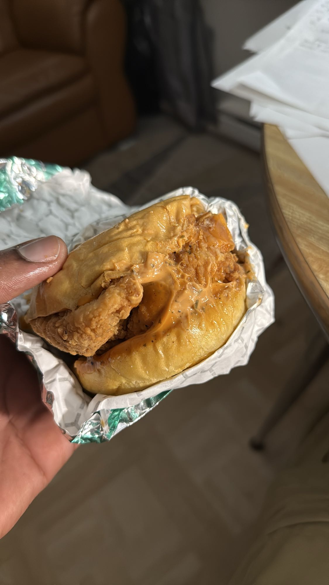 Burger poulet frit