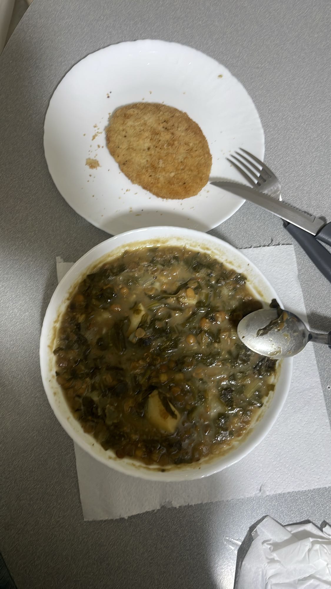 Lentil Soup and Cutlet